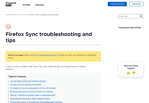 
                            1. Firefox Sync troubleshooting and tips | Mozilla Support