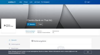 
                            9. Firmenportrait von Clientis Bank im Thal AG auf jobs.ch