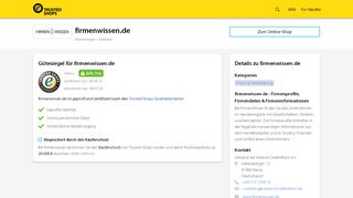 
                            11. firmenwissen.de – zertifiziert durch Trusted Shops