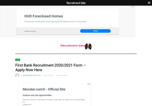 
                            8. First Bank Recruitment 2018/2019 Form - Apply Now Here Today online