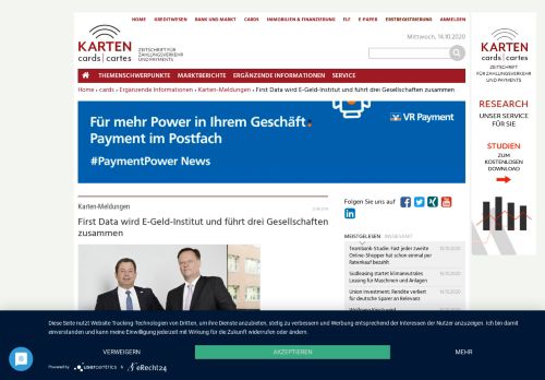 
                            9. First Data wird E-Geld-Institut und führt drei Gesellschaften zusammen ...