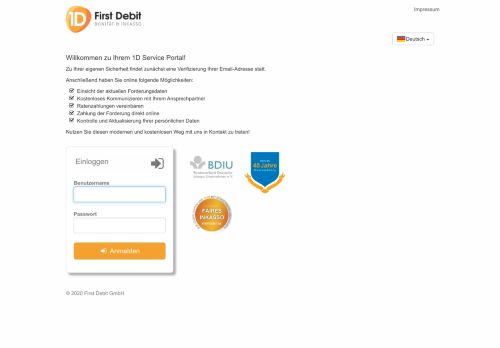 
                            1. First Debit | Willkommen zu Ihrem 1D Service Portal!