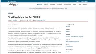 
                            10. First flood donation for FEMCO - Namibia | ReliefWeb