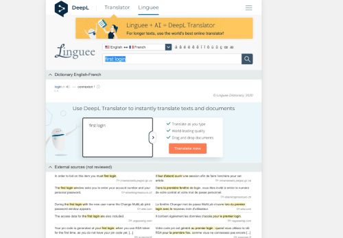 
                            8. first login - French translation – Linguee