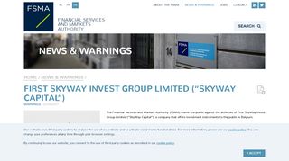 
                            13. First SkyWay Invest Group Limited (“SkyWay Capital”) | FSMA