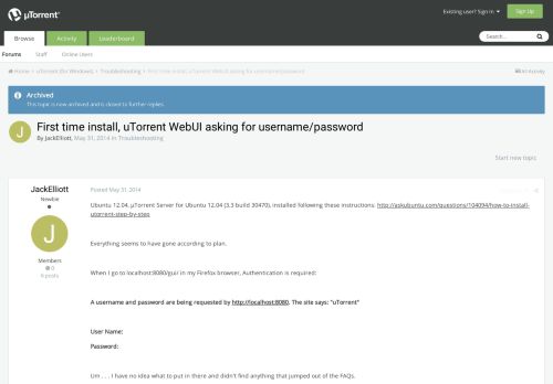 
                            5. First time install, uTorrent WebUI asking for username/password ...