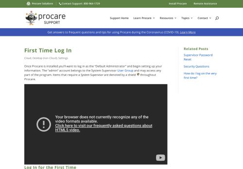 
                            9. First Time Log In - Procare Support