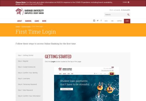 
                            4. First Time Login - Harvard University Employees Credit Union