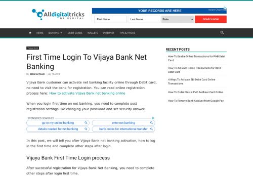 
                            12. First Time Login To Vijaya Bank Net Banking - AllDigitalTricks