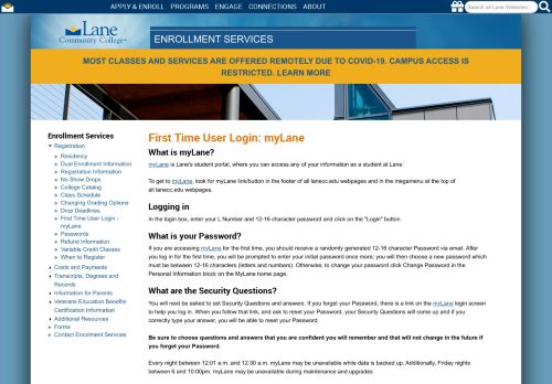 
                            3. First Time User Login: myLane | Enrollment Services | Lane ...