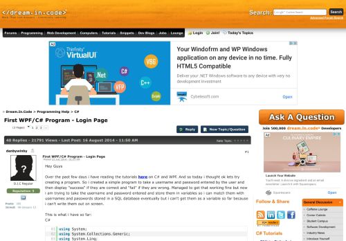 
                            4. First WPF/C# Program - Login Page - C# | Dream.In.Code