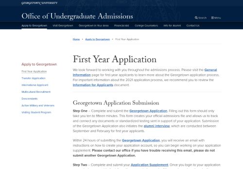 
                            3. First Year Applicant - Georgetown Admissions - Georgetown University