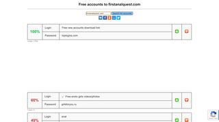 
                            6. firstanalquest.com - free accounts, logins and passwords