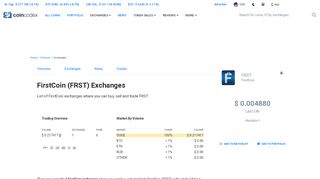 
                            3. FirstCoin (FRST) Exchanges - Buy, Sell & Trade | CoinCodex