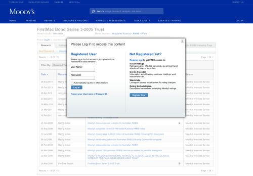 
                            12. FirstMac Bond Series 3-2005 Trust Credit Rating - Moody's