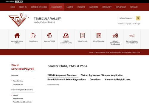 
                            5. Fiscal Services/Payroll / Booster Clubs, PTA's, & PSG's