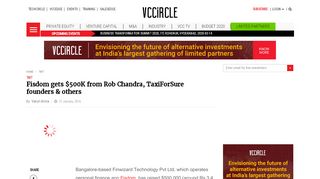 
                            13. Fisdom gets $500K from Rob Chandra, TaxiForSure founders & others ...