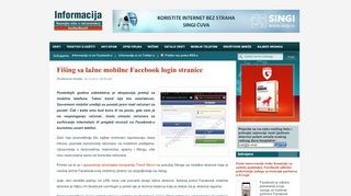 
                            9. Fišing sa lažne mobilne Facebook login stranice - Informacija.rs
