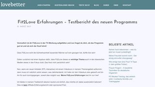 
                            1. Fit2Love Erfahrungen - Testbericht des neuen Programms - Lovebetter