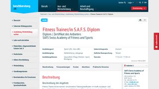 
                            13. Fitness Trainer/in S.A.F.S. Diplom - berufsberatung.ch