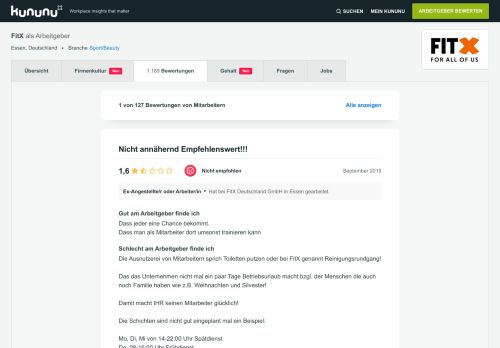 
                            11. FitX: Nicht annähernd Empfehlenswert!!! | kununu