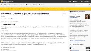 
                            12. Five common Web application vulnerabilities | Symantec Connect ...