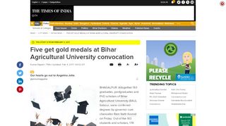 
                            10. Five get gold medals at Bihar Agricultural University convocation ...