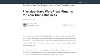 
                            8. Five Must-Have WordPress Plug-ins for Your China Business - LinkedIn