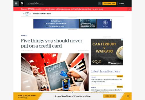 
                            9. Five things you should never put on a credit card - NZ Herald