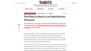 
                            11. Five Ways to Reset a Lost Administrator Password - TidBITS