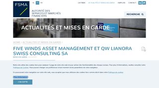 
                            5. Five Winds Asset Management et QW Lianora Swiss Consulting SA ...