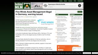 
                            12. Five Winds Asset Management illegal in Germany, warning issued