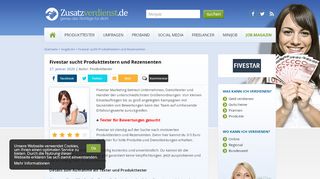 
                            5. Fivestar sucht Produkttestern und Rezensenten - Zusatzverdienst.de