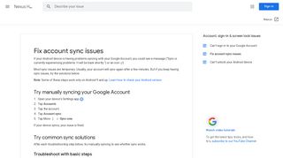 
                            11. Fix account sync issues - Nexus Help - Google Support