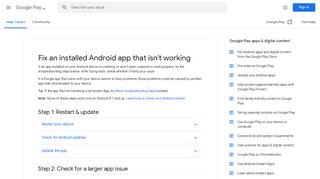 
                            8. Fix an installed Android app that isn't working - Google Play Help