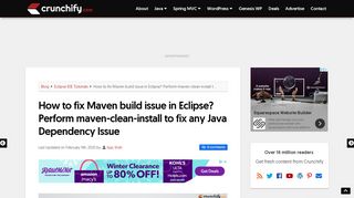 
                            7. Fix any Maven issue in Eclipse: 'maven clean install' to fix any Java ...