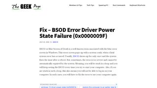 
                            9. Fix – BSOD Error Driver Power State Failure (0x0000009F) - MeraBheja