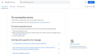 
                            5. Fix connection errors - Google Chrome Help - Google Support