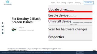 
                            8. Fix Destiny 2 Black Screen Issues - Driver Easy