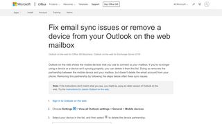 
                            6. Fix email sync issues or remove a device from your Outlook on the ...