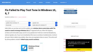 
                            7. Fix Failed to Play Test Tone in Windows 10, 8, 7 - WindowsFish