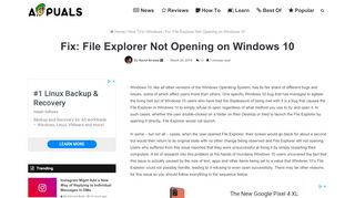 
                            5. Fix: File Explorer Not Opening on Windows 10 - Appuals.com