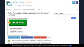 
                            2. Fix for Themes Service Startup Problems in Windows 7 and Vista