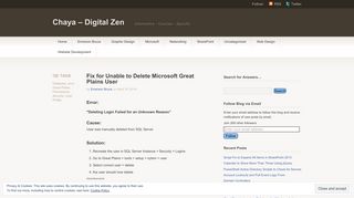 
                            8. Fix for Unable to Delete Microsoft Great Plains User | Chaya - Digital Zen