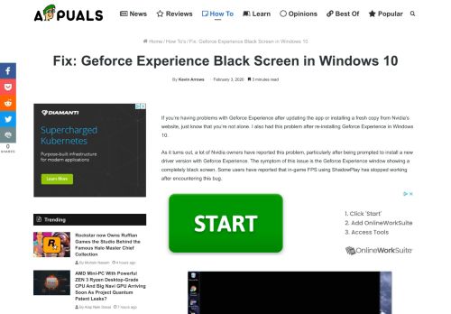 
                            2. Fix: Geforce Experience Black Screen in Windows 10 - Appuals.com