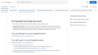 
                            6. Fix hacked YouTube account - YouTube Help - Google Support