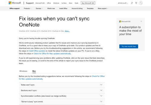 
                            3. Fix issues when you can't sync OneNote - Office Support