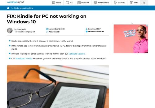 
                            2. FIX: Kindle app not working on Windows 10 - Windows Report