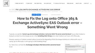 
                            3. Fix Log onto Exchange ActiveSync EAS error - LME Services