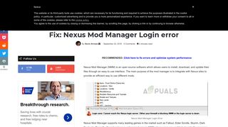 
                            3. Fix: Nexus Mod Manager Login error - Appuals.com